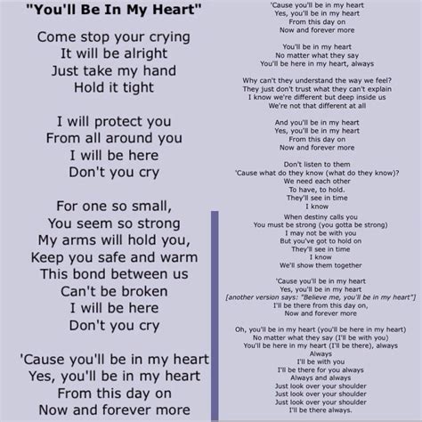 you will be in my heart phil collins lyrics